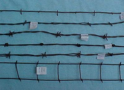 2 parallel lines huffmans flat ladder wire antique barbed barb bobbed wire.